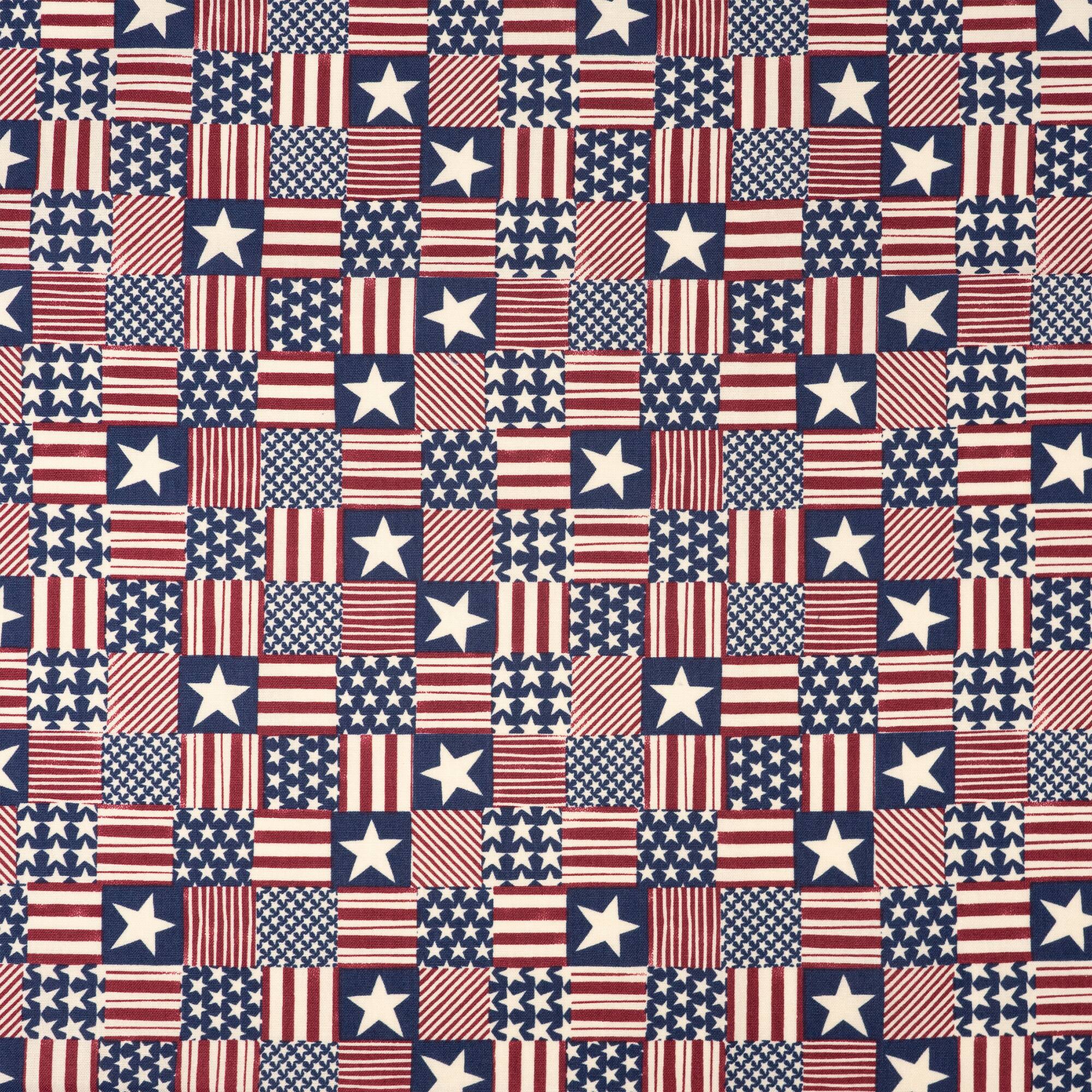 SINGER Patriotic Stars & Stripes Patchwork Ringspun Cotton Fabric
